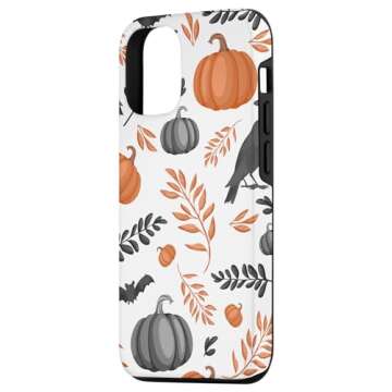 iPhone 12/12 Pro Vintage Halloween Design Autumn Leaves Pumpkin Pattern Case