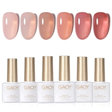GAOY Jelly Nude Gel Polish Set 6 Transparent Colors for DIY Nails
