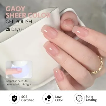 GAOY Jelly Nude Gel Polish Set 6 Transparent Colors for DIY Nails