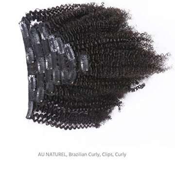 Afro Kinky Curly Clip in Human Remy Hair Extensions Brazilian Curly Clips Hair Extensions 4B 4C 8A V...