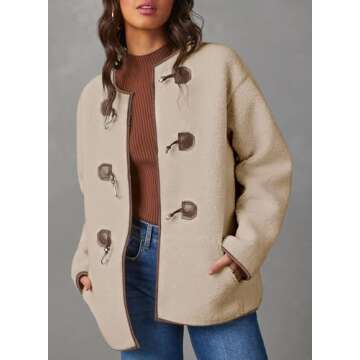 Dokotoo Fleece Jackets for Women Trendy Casual Long Sleeve Button Down Coats Womens Fashion Fall Fau...
