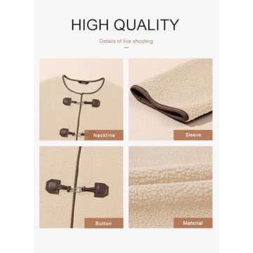 Dokotoo Fleece Jackets for Women Trendy Casual Long Sleeve Button Down Coats Womens Fashion Fall Faux Fur Jacket Sherpa Coat Outwear Apricot Small