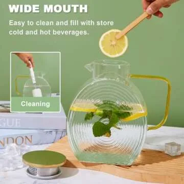 Elegant Glass Pitcher with Lid for Hot & Cold Drinks