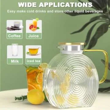 Elegant Glass Pitcher with Lid for Hot & Cold Drinks