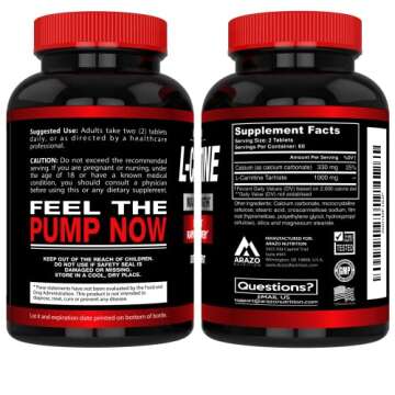 Super Strength L-Carnitine 1000mg Servings Plus Calcium for Boosted Metabolism and Improved Muscle Gain - Arazo Nutrition