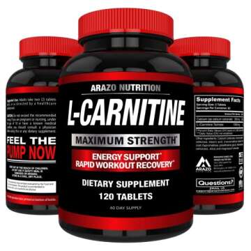 Super Strength L-Carnitine 1000mg Servings Plus Calcium for Boosted Metabolism and Improved Muscle Gain - Arazo Nutrition
