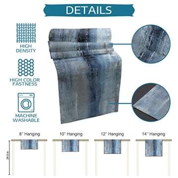 ARTSHOWING Abstract Art Table Runner, Washable Table Decoration for Home Kitchen Dining Holiday Wedding Party, Easy to Clean 13x72inch - Retro Style Oil Painting Texture Blue