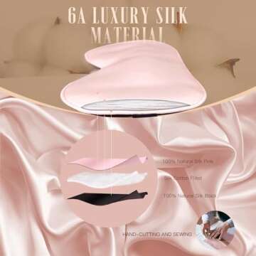 BLSSNZ Silk Sleep Mask for Women - Soft Breathable Organic Natural Mulberry Silk Fabric Blackout Eye Mask for Sleeping with Adjustable Straps No Pressure Eye Mask for Travel Essentials Gifts (Pink)