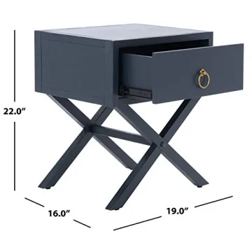 Stylish Safavieh Odilia Navy and Gold 1-Drawer Nightstand