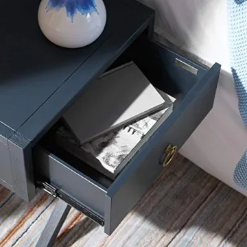 Stylish Safavieh Odilia Navy and Gold 1-Drawer Nightstand