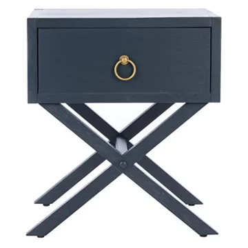 Stylish Safavieh Odilia Navy and Gold 1-Drawer Nightstand