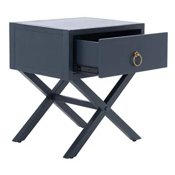 Stylish Safavieh Odilia Navy and Gold 1-Drawer Nightstand