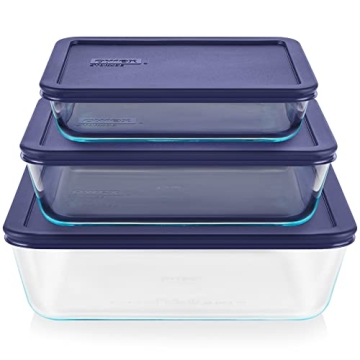 Pyrex Simply Store 3-Pack Glass Food Storage Containers Set with Secure BPA-Free Lids