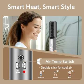 Hair Dryer Brush 6 in 1 Hair Styler, Jolitoi Air Styler with 110,000 RPM High-Speed Negative Ionic Hair Dryer, Auto Wrap Curler, Blow Dryer Brush for Volumize, Straight, Wavy, Curly (Dark Grey)