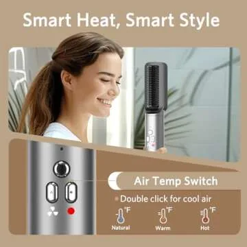 Hair Dryer Brush 6 in 1 Hair Styler, Jolitoi Air Styler with 110,000 RPM High-Speed Negative Ionic Hair Dryer, Auto Wrap Curler, Blow Dryer Brush for Volumize, Straight, Wavy, Curly (Dark Grey)