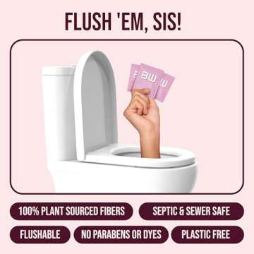 BOOTY WIPES for Women - 30 Individually Wrapped Flushable Feminine Wet Wipes for Travel, Flushable Wipes for Adults, pH Balanced Wipes with Vitamin E & Aloe Vera