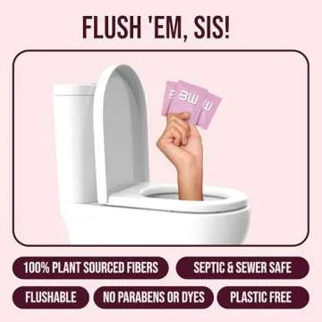 BOOTY WIPES for Women - 30 Individually Wrapped Flushable Feminine Wet Wipes for Travel, Flushable Wipes for Adults, pH Balanced Wipes with Vitamin E & Aloe Vera