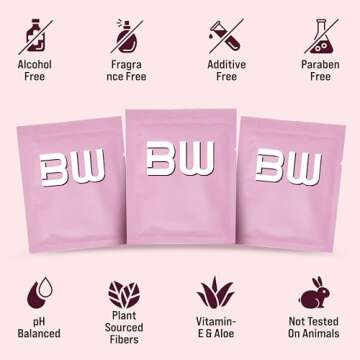 BOOTY WIPES for Women - 30 Individually Wrapped Flushable Feminine Wet Wipes for Travel, Flushable Wipes for Adults, pH Balanced Wipes with Vitamin E & Aloe Vera