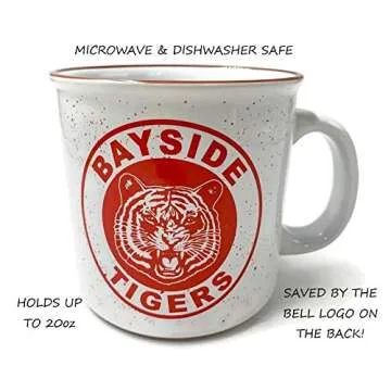 Silver Buffalo Saved by the Bell Bayside Tigers Ceramic Camper Mug, 20 Ounces