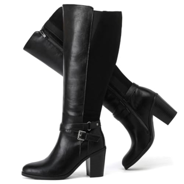 Luoika Women's Extra Wide Calf Knee High Winter Boots - Black