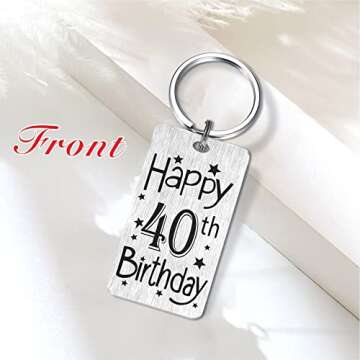 HYHYDHP 40th Birthday Gifts Happy 40 Year Old Birthday Keychain for Women Men, 40 Yr Bday Presents Ideas