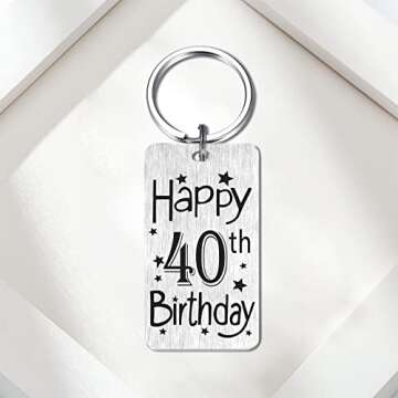 HYHYDHP 40th Birthday Gifts Happy 40 Year Old Birthday Keychain for Women Men, 40 Yr Bday Presents Ideas