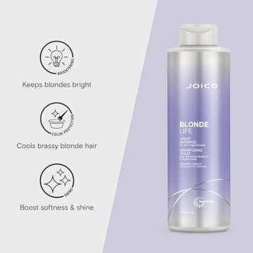 Joico Blonde Life Violet Shampoo | For Cool & Bright Blonde Hair | Neutralize Brassy Tones | Banish ...