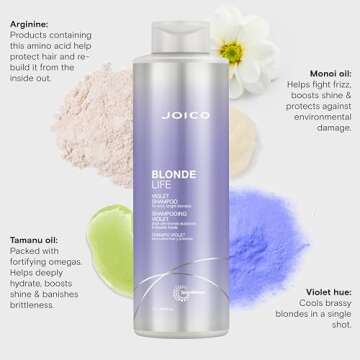 Joico Blonde Life Violet Shampoo | For Cool & Bright Blonde Hair | Neutralize Brassy Tones | Banish Yellow Tones | Boost Shine | Sulfate Free | With Monoi & Tamanu Oil | 33.8 Fl Oz
