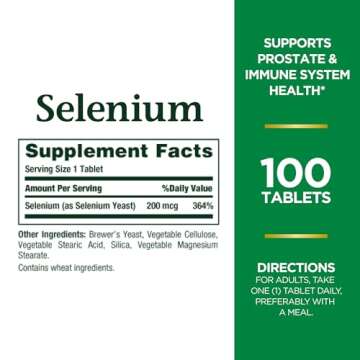 Nature's Bounty Selenium, Supports Prostate and Immune System Health, 200 mcg, 100 Tablets