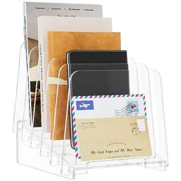 MaxGear 5-Section Acrylic Desk File Organizer for Office