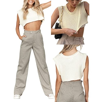 Awoscut Women's Stylish Sleeveless Tie Dye Crop Tank Top