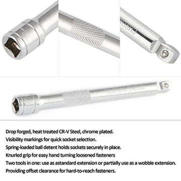 VASTOOLS 9-Piece Wobble Socket Extension Set for Mechanics
