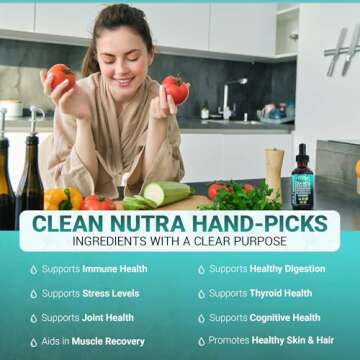 Clean Nutraceuticals Organic Sea Moss Liquid Drops Supplement with Black Seed Oil Ashwagandha Burdock Root & Bladderwrack - Multimineral Non-GMO Vegan for Gut Heath Skin Immune Support Hair