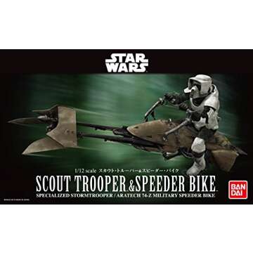 BANDAI Hobby Star Wars Scout Trooper Model Kit with Speeder Bike