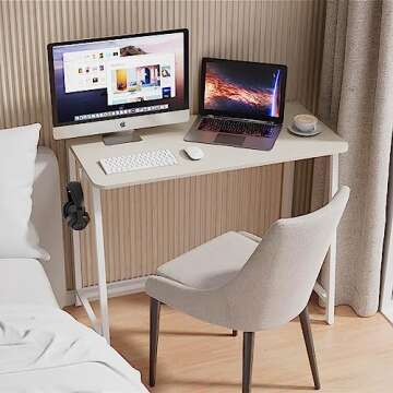 WOHOMO Folding Desk, Small Foldable Desk 47.2" for Small Spaces, Space Saving Computer Table Writing...