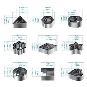 KSPOWWIN 27 PCS Mini Cookie Cutters, Geometric Shapes Metal Cookie Biscuit Cutter Set, Star Flower Hexagon Round Heart Square Triangle Oval Stainless Steel Cutter for Baking
