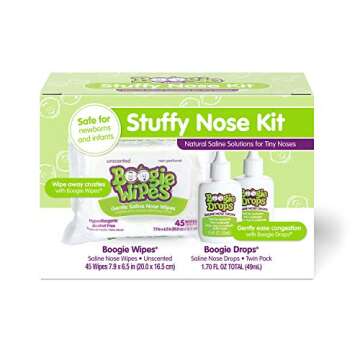 Boogie Stuffy Nose Relief Kit Wipes, FSA/HSA Eligible, Baby Wipes Unscented Wipes 45 Count (Pack of ...