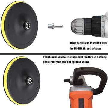 Benavvy 9pcs Polishing Pads Kit, 7 Inches Large Size Buffing Pads, Car Foam Buffing Sponge and Wool Pads Kit with M14 Drill Adapter for Car Polishers and Buffers Boat Sealing Glaze