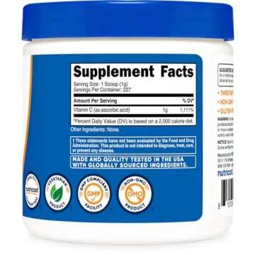 Nutricost Ascorbic Acid Powder (Vitamin C) 0.5 LBS (8 Ounce)
