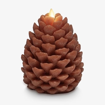 Luminara Pinecone Flameless Candle Adobe Chalky Finish Pine Cone Figural, Real Wax Unscented LED Candles, Battery Operated with Timer, Holiday Decoration (4.7" x 6")