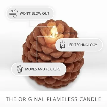 Luminara Pinecone Flameless Candle Adobe Chalky Finish Pine Cone Figural, Real Wax Unscented LED Candles, Battery Operated with Timer, Holiday Decoration (4.7" x 6")