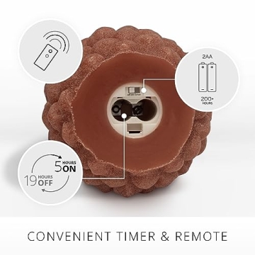 Luminara Pinecone Flameless Candle Adobe Chalky Finish Pine Cone Figural, Real Wax Unscented LED Candles, Battery Operated with Timer, Holiday Decoration (4.7" x 6")