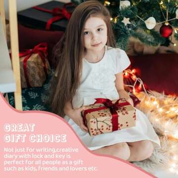 CAGIE Diary with Lock for Girls Heart-Shaped Lock Journal for Women, Girls Diary with Gold Edged Pages Jouranl with Lock for Writing, Cute Diary for Gifts, 5.3 x 7 inch, Pink