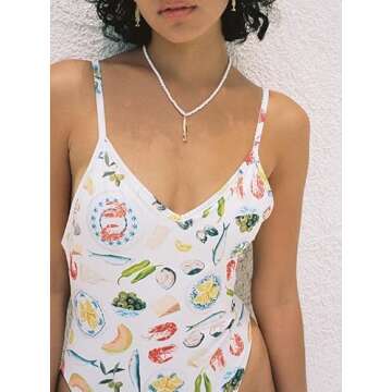 NUFIWI Women’s Y2K Graphic Print One Piece Swimsuit Tummy Control Bathing Suits High Cut Cutout Ba...