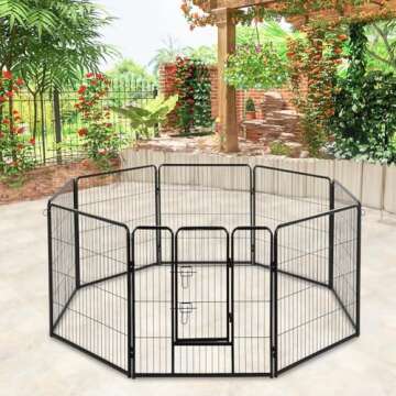 BestPet Dog Playpen Indoor 40 inch 8 Panels Metal Dog Pen Pet Dog Fence Outdoor Exercise Pen with Do...