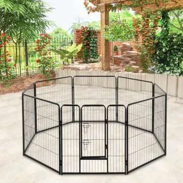 BestPet Dog Playpen Indoor 40 inch 8 Panels Metal Dog Pen Pet Dog Fence Outdoor Exercise Pen with Do...