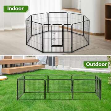 BestPet Dog Playpen Indoor 40 inch 8 Panels Metal Dog Pen Pet Dog Fence Outdoor Exercise Pen with Doors,Pet Puppy Playpen for RV Camping Yard, Black