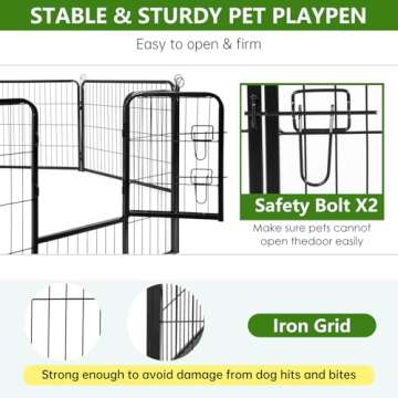 BestPet Dog Playpen Indoor 40 inch 8 Panels Metal Dog Pen Pet Dog Fence Outdoor Exercise Pen with Doors,Pet Puppy Playpen for RV Camping Yard, Black