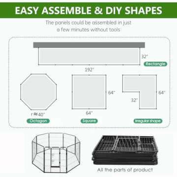 BestPet Dog Playpen Indoor 40 inch 8 Panels Metal Dog Pen Pet Dog Fence Outdoor Exercise Pen with Doors,Pet Puppy Playpen for RV Camping Yard, Black