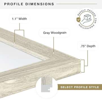 MCS Studio Gallery 16x24 Poster Frame Gray Woodgrain, Vertical & Horizontal Wall Hanging Large Picture Frame for Photos, Posters & Art Prints (1-Pack)